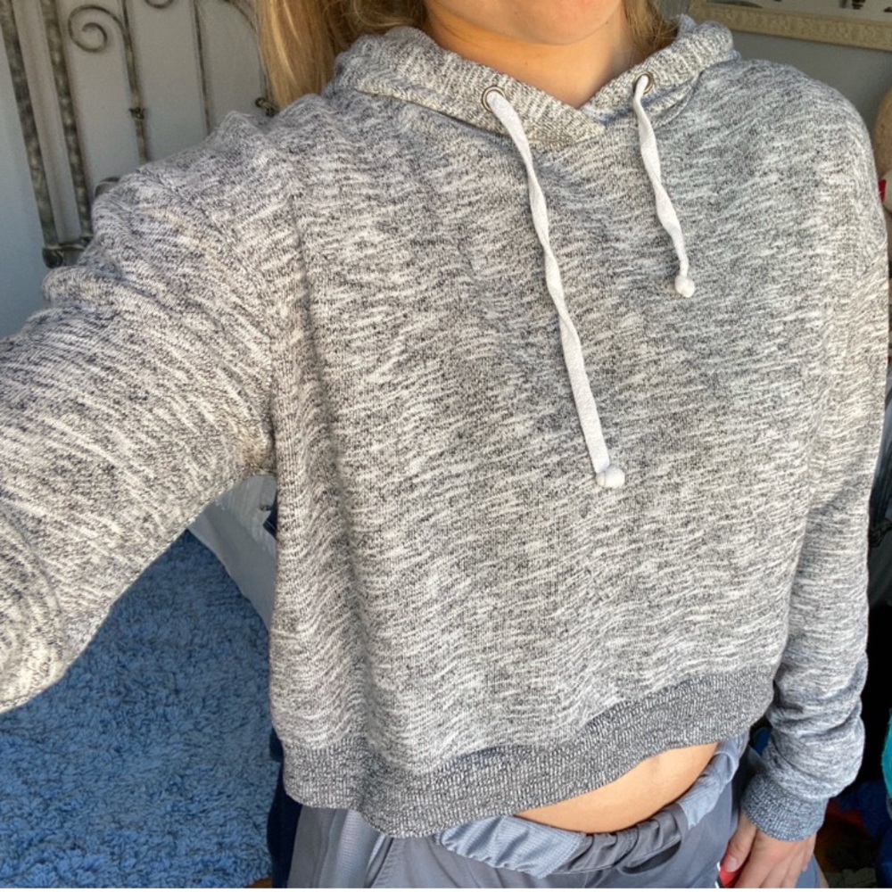 Gray Cropped Hoodie